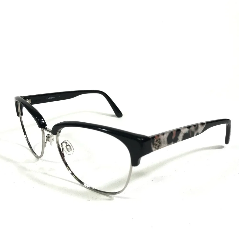 Bebe Eyeglasses Frames BB7186 001 JET TROUBLEMAKER Black Cheetah Print 56-17-135